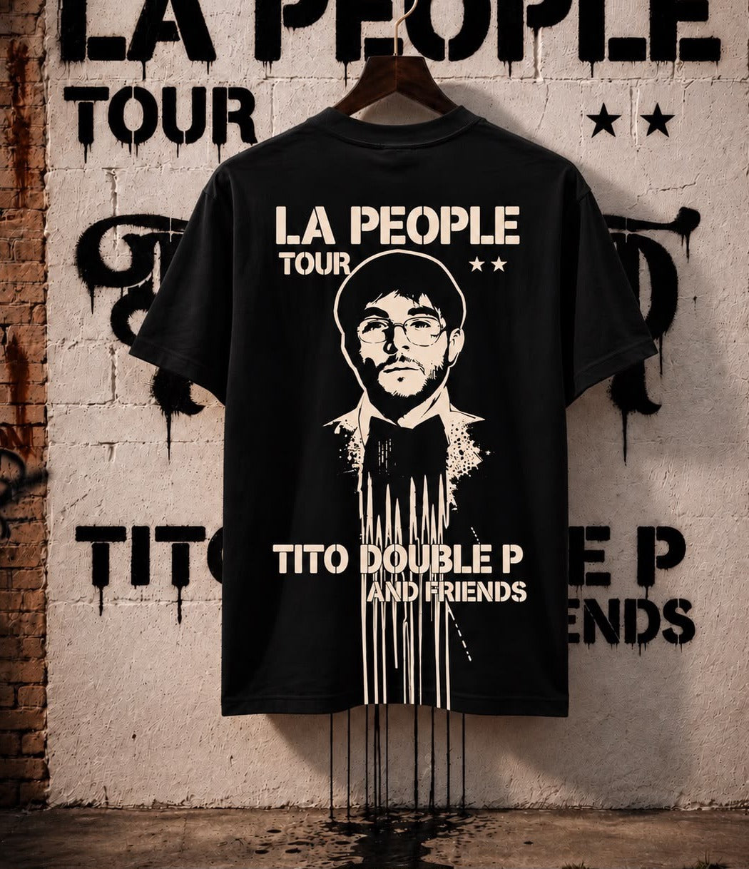 Playera La People Oficial Tour negra, espalda